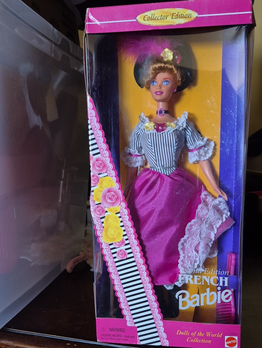 Barbie in Hot Pink Satin Skirt with Black-and-White Striped Bodice